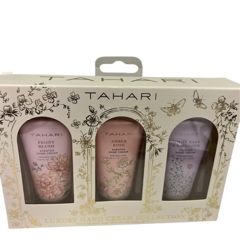 Tahari Hand Cream Gift Set 3pc Travel Size Peony Blush Amber Rose Sage